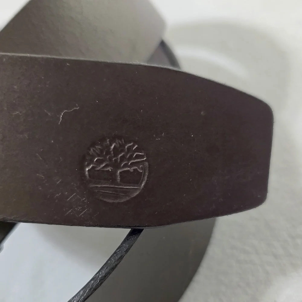 Timberland Dark Brown Genuine Leather Belt Roller Buckle Wide Keeper Size 36 - Picture 14 of 16